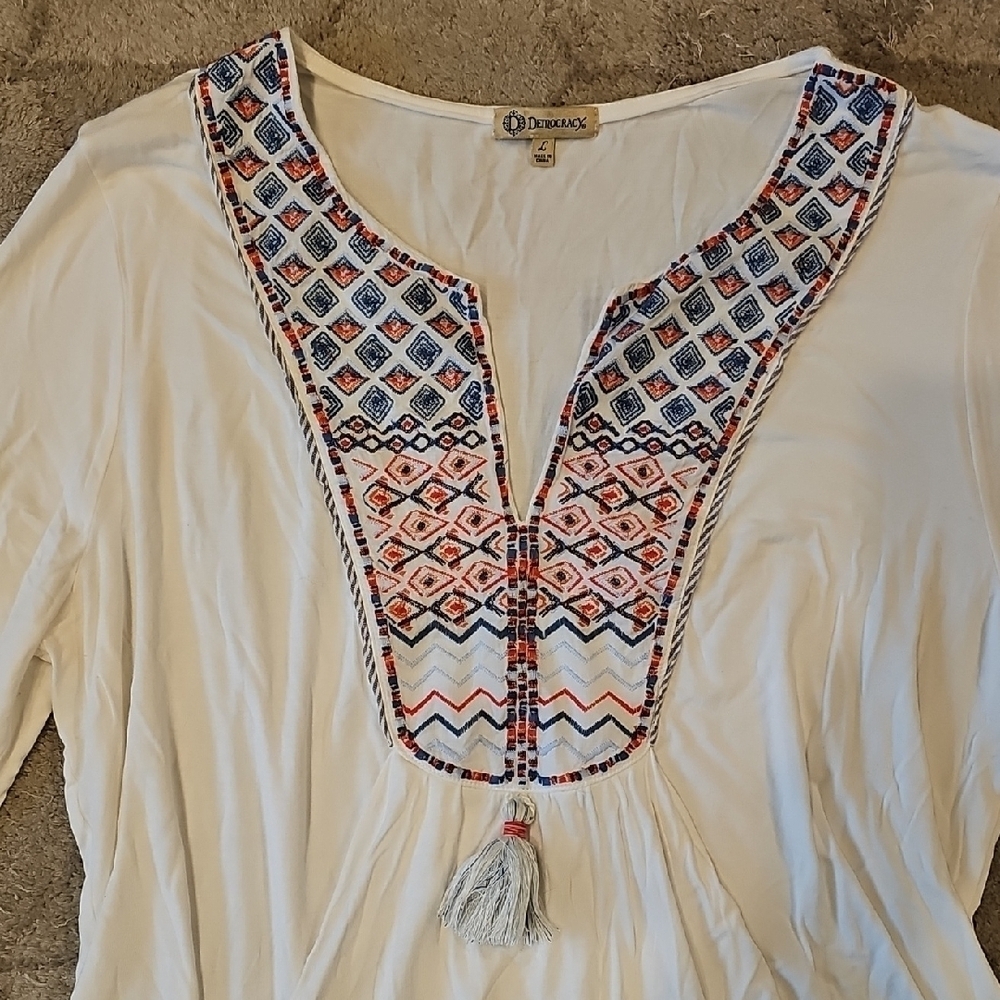 Democracy Cream Blouse with Multicolor Embroidery - Picture 2 of 3